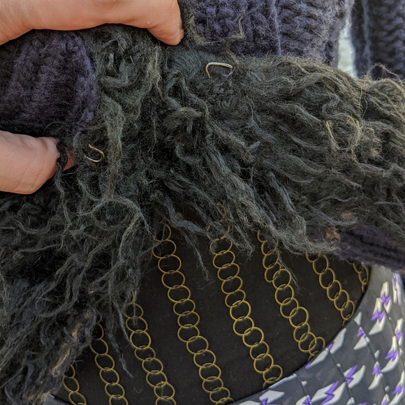 Free People Faux Fur Trim Cable Knit Sweater - Picture 6 of 8